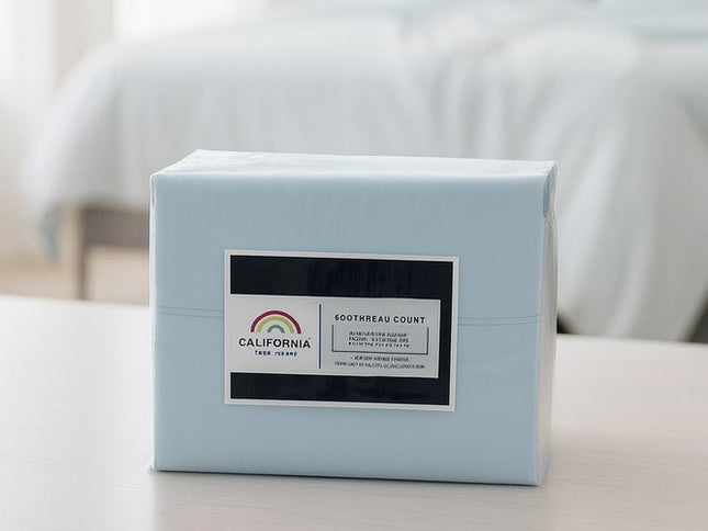 Four Piece Light Blue Cotton King Sheet Set