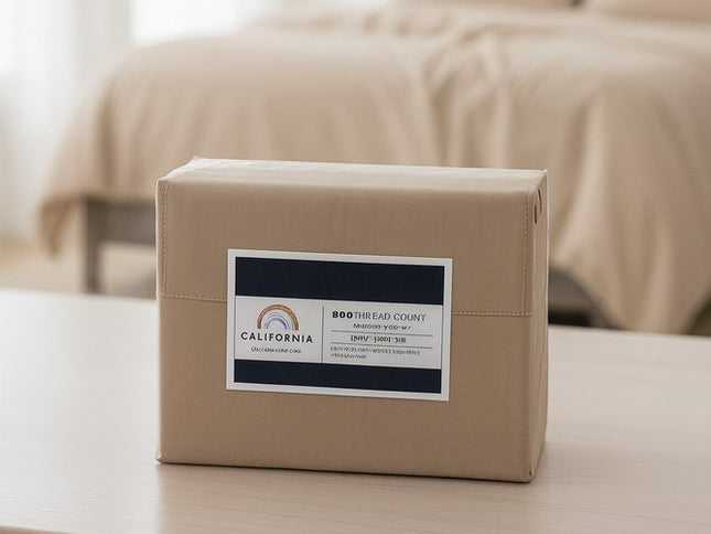 Four Piece Light Brown Cotton King Sheet Set