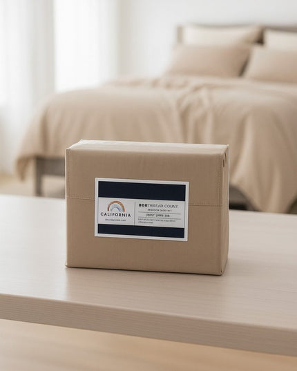 Four Piece Light Brown Cotton King Sheet Set