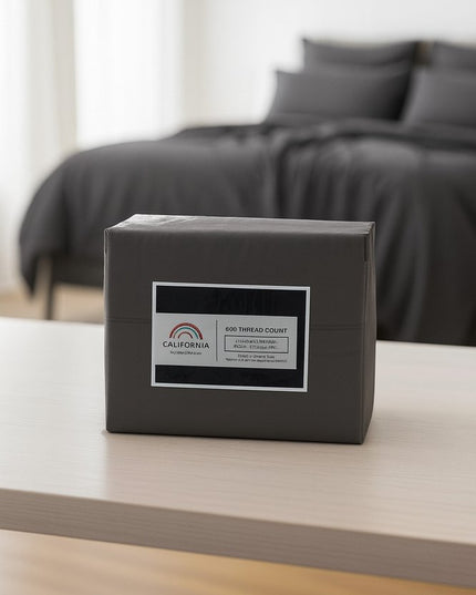 Four Piece Charcoal Cotton Queen Sheet Set