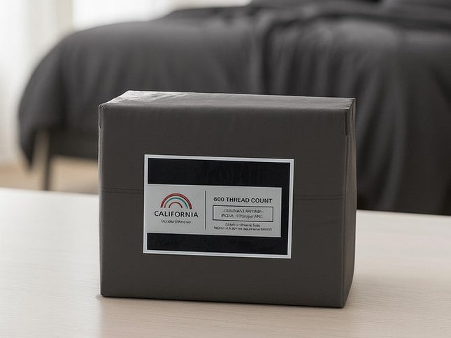 Four Piece Charcoal Cotton Queen Sheet Set