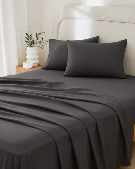 Four Piece Charcoal Cotton King Sheet Set