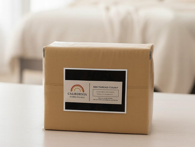 Four Piece Gold Cotton King Sheet Set