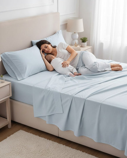 Light Blue Cotton Queen Pillowcases