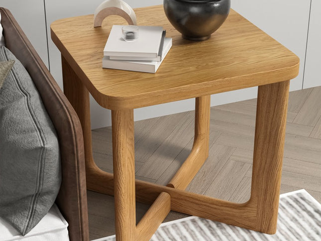 24" Natural Wood Square Cross Legs End Table