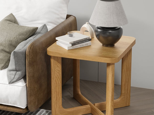 24" Natural Wood Square Cross Legs End Table