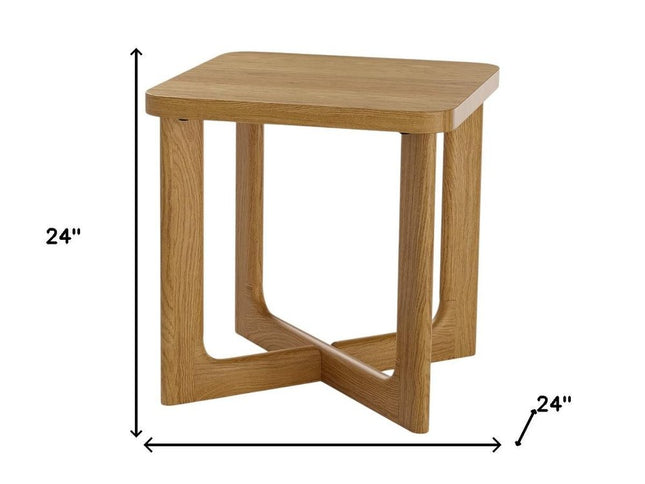 24" Natural Wood Square Cross Legs End Table