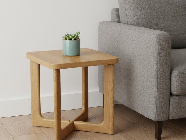 24" Natural Wood Square Cross Legs End Table