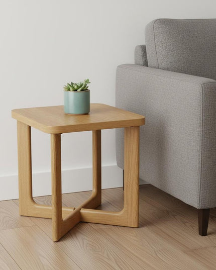 24" Natural Wood Square Cross Legs End Table