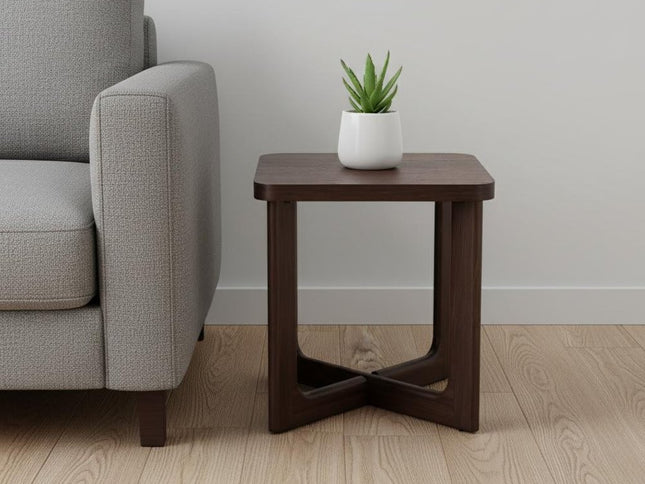 24" Brown Wood Square Cross Legs End Table