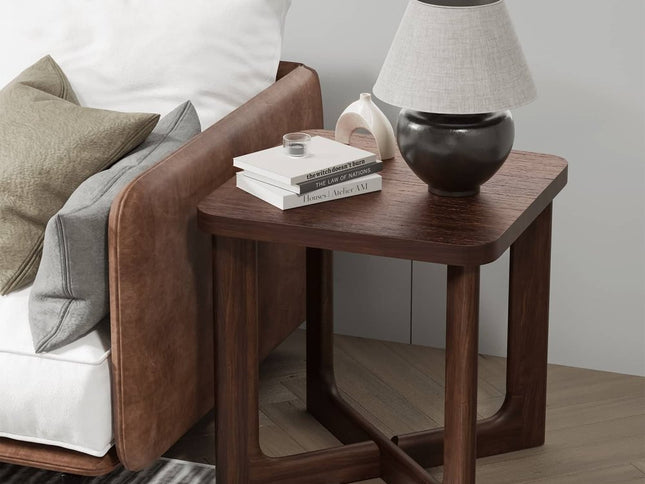24" Brown Wood Square Cross Legs End Table