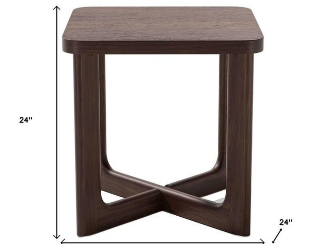 24" Brown Wood Square Cross Legs End Table