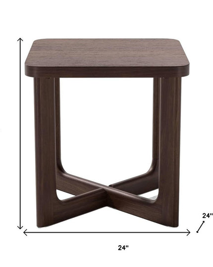 24" Brown Wood Square Cross Legs End Table