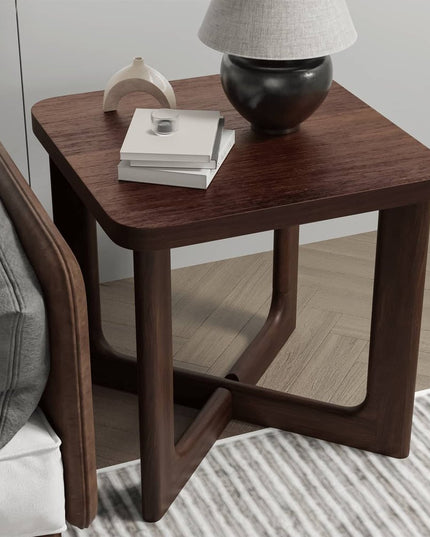 24" Brown Wood Square Cross Legs End Table