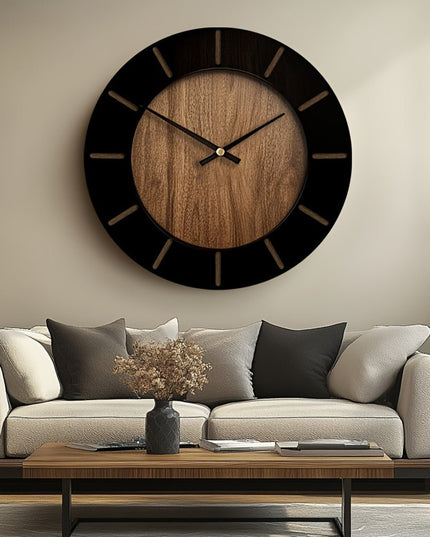 18" Brown Silent Analog Round Wall Clock