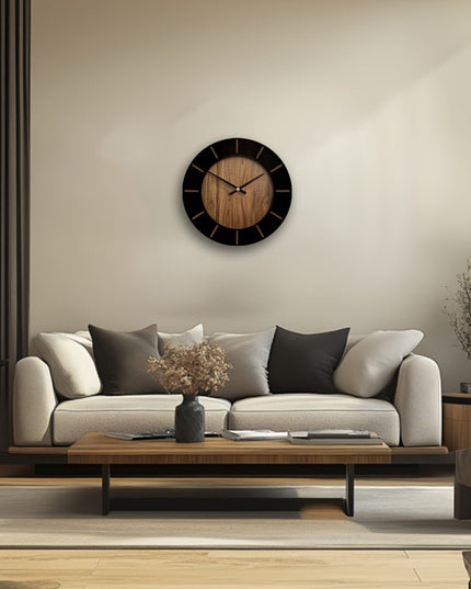 18" Brown Silent Analog Round Wall Clock