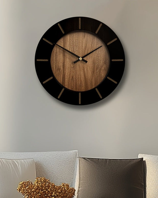 18" Brown Silent Analog Round Wall Clock