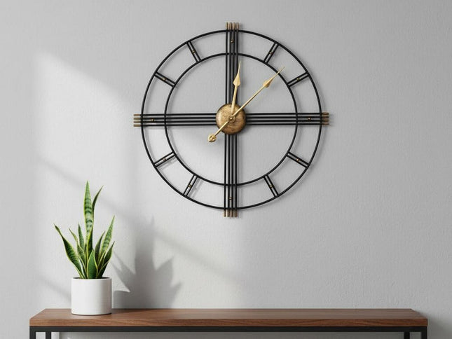 24" Beige Black And Brown Silent Analog Round Wall Clock
