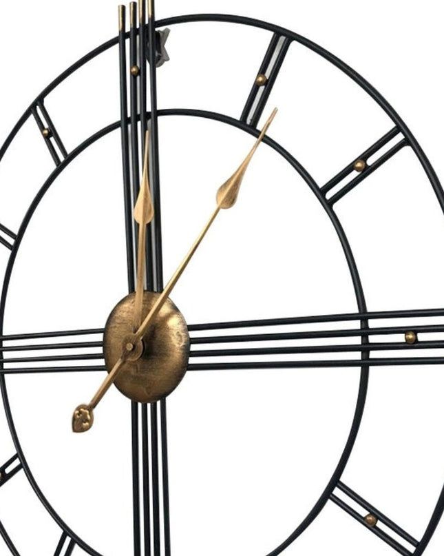 24" Beige Black And Brown Silent Analog Round Wall Clock