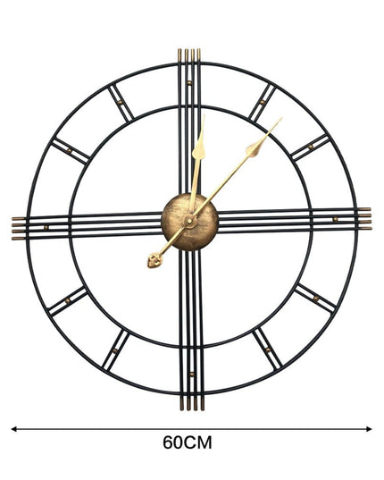 24" Beige Black And Brown Silent Analog Round Wall Clock