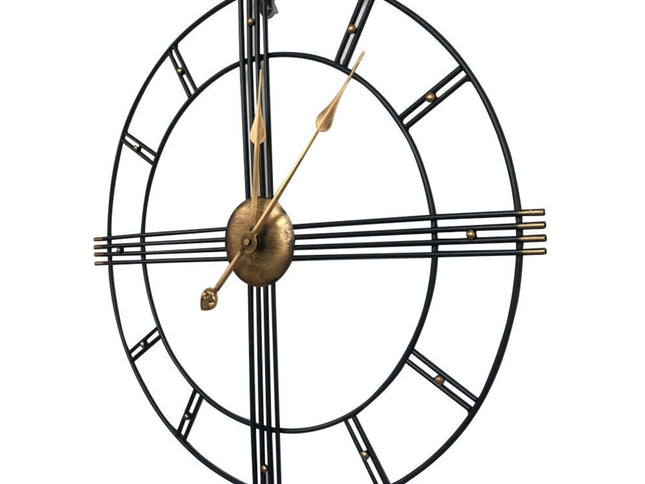 24" Beige Black And Brown Silent Analog Round Wall Clock