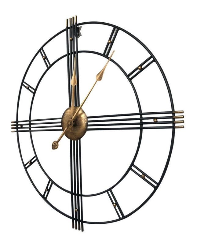 24" Beige Black And Brown Silent Analog Round Wall Clock