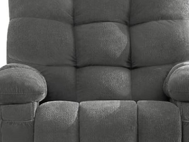 39" Gray Tufted Chenille Heated Massage Swivel Rocker Recliner With USB