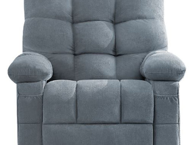 39" Blue Tufted Chenille Heated Massage Swivel Rocker Recliner With USB