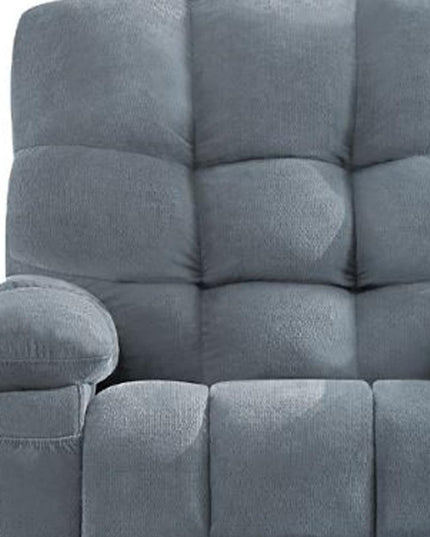 39" Blue Tufted Chenille Heated Massage Swivel Rocker Recliner With USB