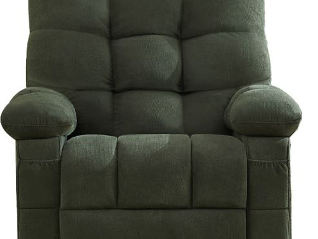 39" Dark Green Tufted Chenille Rocker And Swivel Heated Massage Manual Recliner With USB