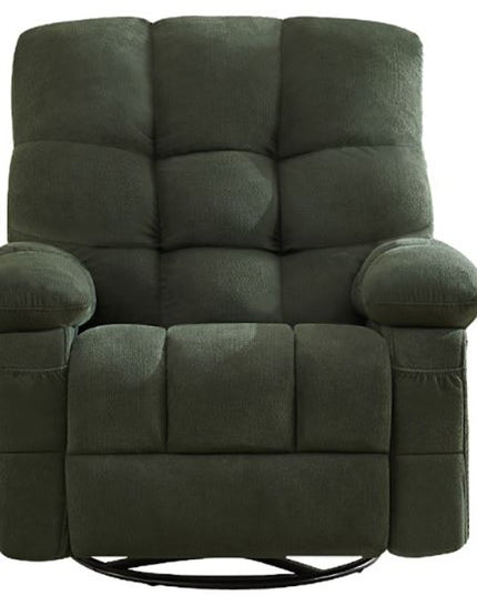 39" Dark Green Tufted Chenille Rocker And Swivel Heated Massage Manual Recliner With USB