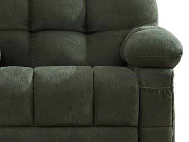 39" Dark Green Tufted Chenille Rocker And Swivel Heated Massage Manual Recliner With USB