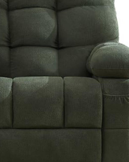 39" Dark Green Tufted Chenille Rocker And Swivel Heated Massage Manual Recliner With USB