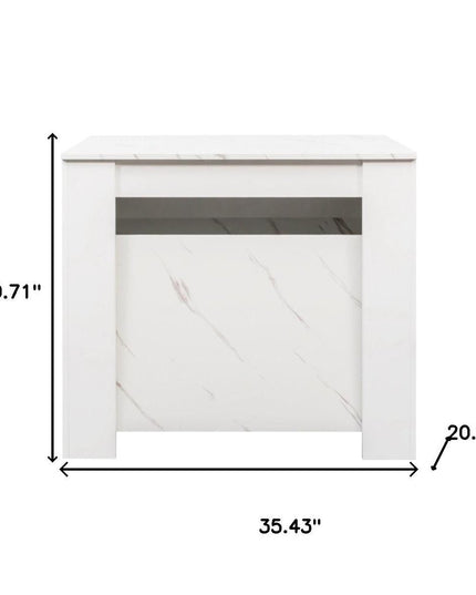 35" White Wood Floor Shelf Coffee Table