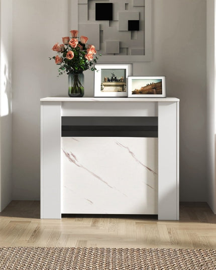 35" White Wood Floor Shelf Coffee Table