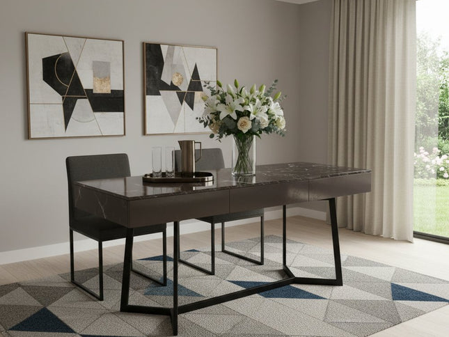 71" Black Wood Trestle Coffee Table