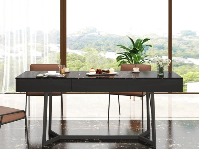 71" Black Wood Trestle Coffee Table