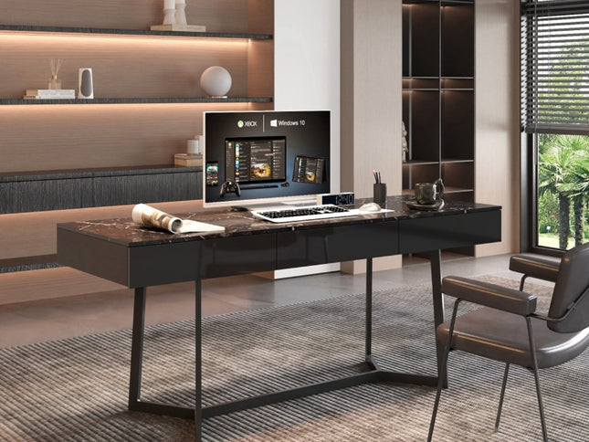 71" Black Wood Trestle Coffee Table