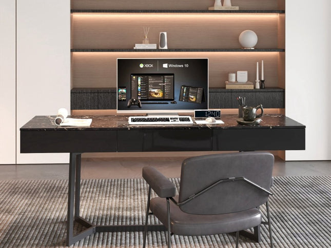 71" Black Wood Trestle Coffee Table