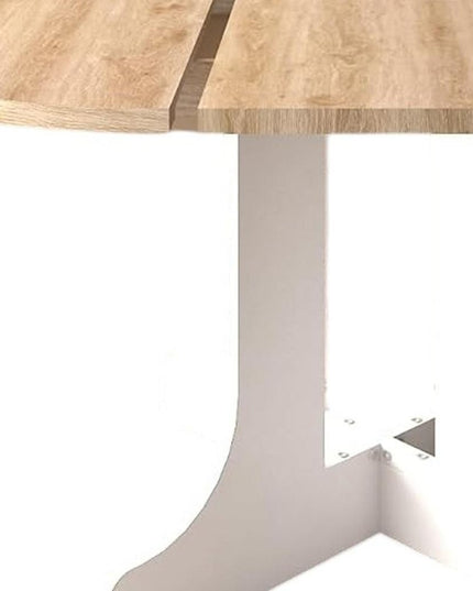 59" Brown and White Wood Oval Cross Legs Coffee Table