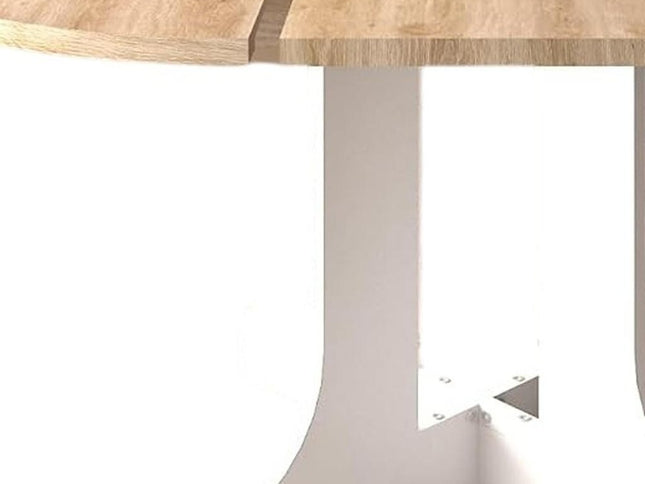 59" Brown and White Wood Oval Cross Legs Coffee Table