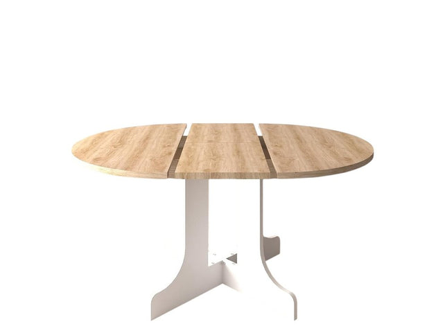 59" Brown and White Wood Oval Cross Legs Coffee Table