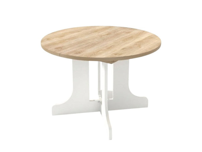 59" Brown and White Wood Oval Cross Legs Coffee Table