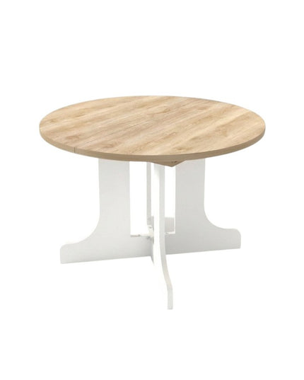 59" Brown and White Wood Oval Cross Legs Coffee Table