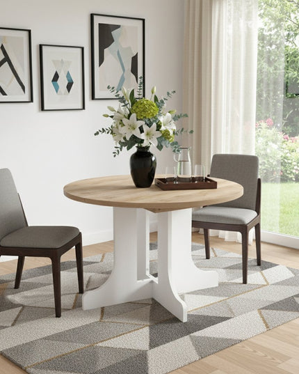 59" Brown and White Wood Oval Cross Legs Coffee Table