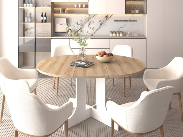 59" Brown and White Wood Oval Cross Legs Coffee Table