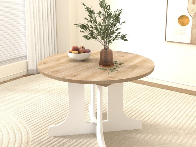 59" Brown and White Wood Oval Cross Legs Coffee Table