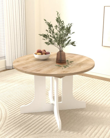 59" Brown and White Wood Oval Cross Legs Coffee Table