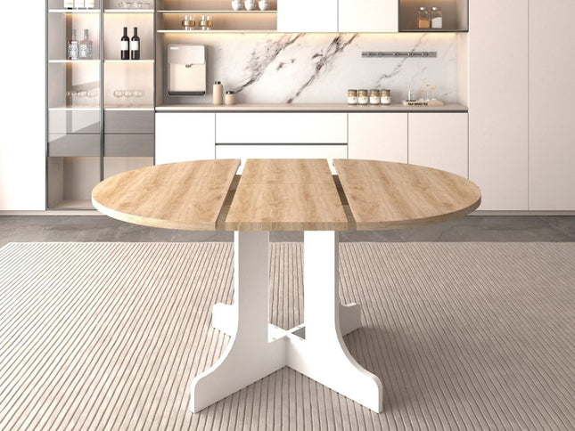 59" Brown and White Wood Oval Cross Legs Coffee Table