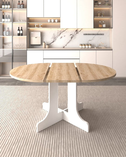 59" Brown and White Wood Oval Cross Legs Coffee Table